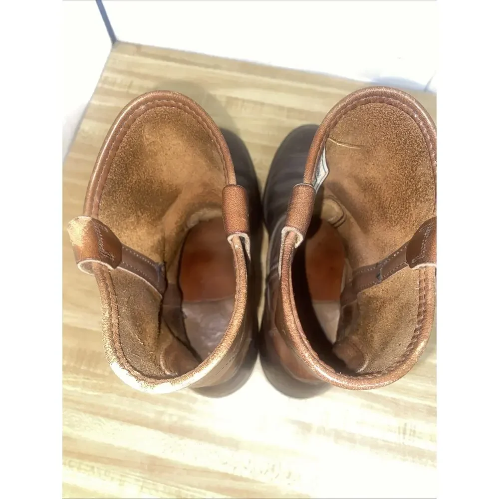 Vintage L.L. Bean Pecos Roper Pull-On Boots Brown Leather Men's US 9